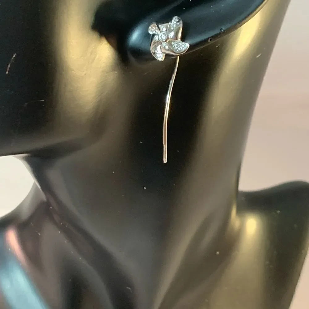 Sterling Silver Windmill Stud Earrings Tassel Earrings Dangles for Women…